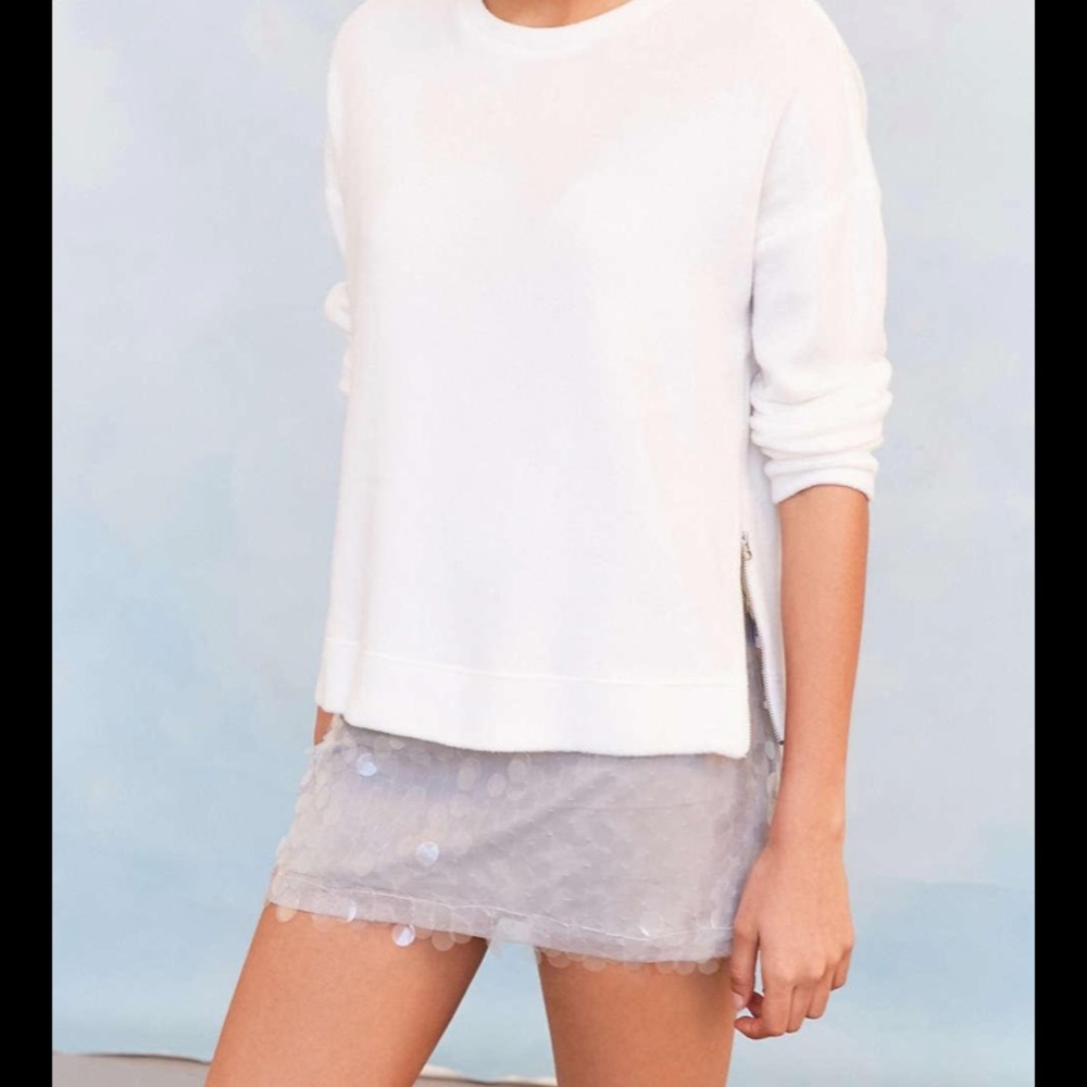 BDG fuzzy fleece side zip crew neck sweatshirt